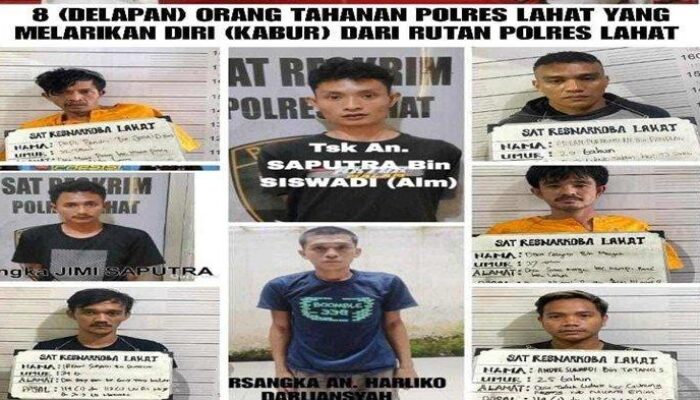 Jebol Dinding Pakai Obeng, 8 Tahanan Polres Lahat Kabur, 3 Ditangkap