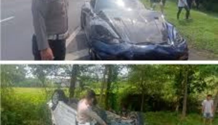 Hilang Kendali, Porsche Tabrak Toyota Rush Hingga Terbalik di Tol Sidoarjo – Enam Orang Luka-Luka
