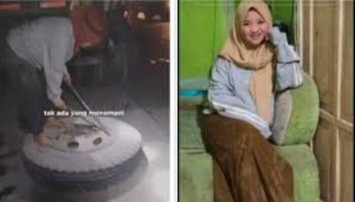Wanita Tukang Tambal Ban Truk di Surabaya Tuai Pujian, Bekerja Keras Demi Suami yang Sakit