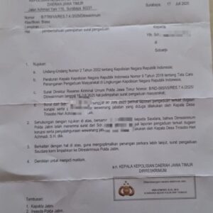 Kades Trosobo Nonaktif dan Oknum DPRD Sidoarjo Dilaporkan Ke Polda Jatim
