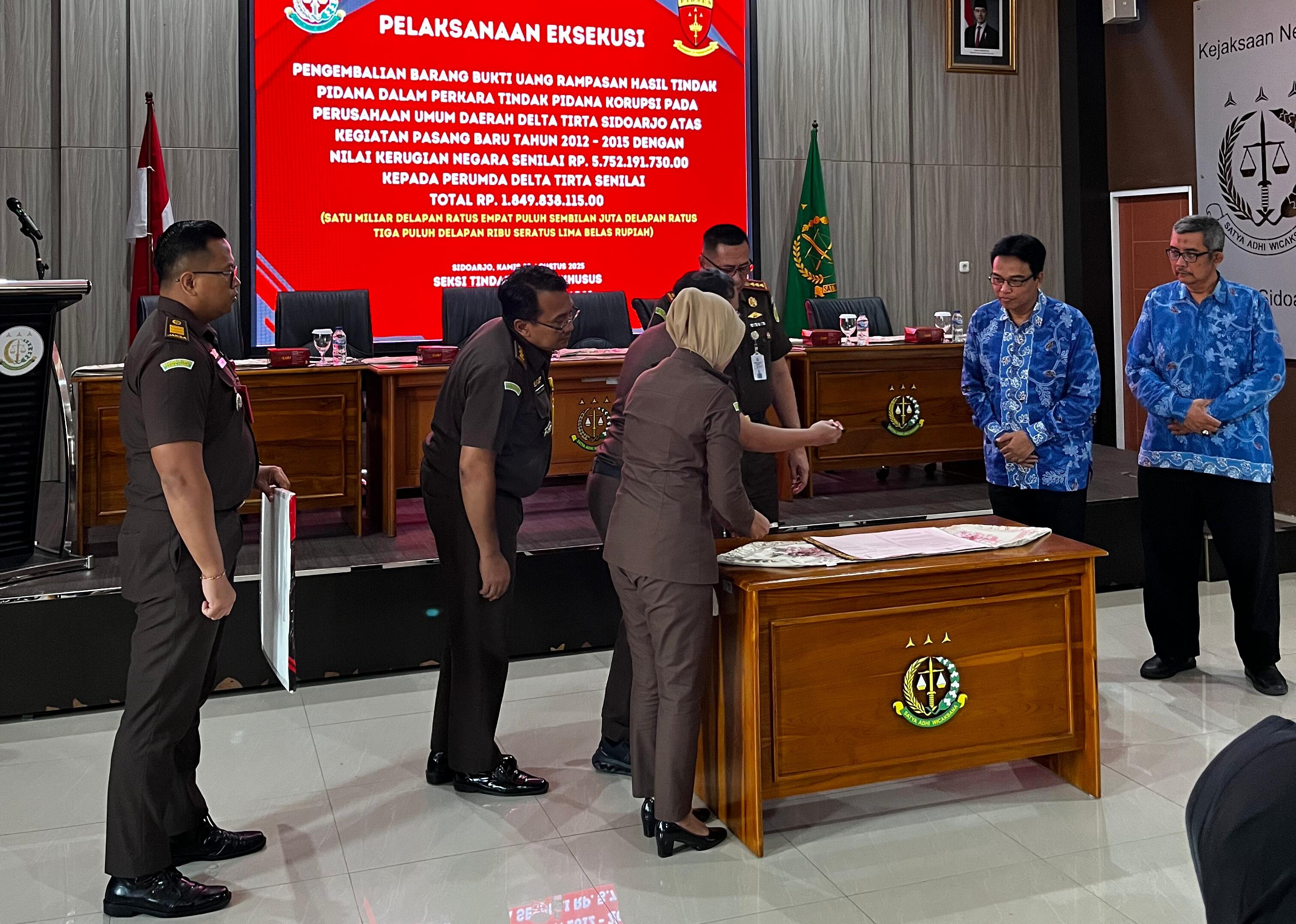 Proses pengembalian uang sitaan korupsi ke Perundang-undangan Delta Tirta.
