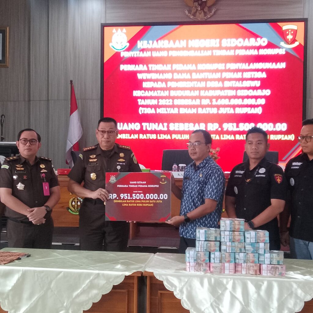 Kejari Sidoarjo Sita Rp 951 Juta Dana Desa Entalsewu, Proses Hukum Tetap Berjalan