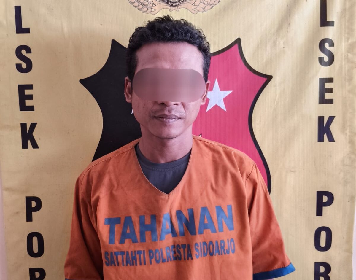 Tersangka yang menggasak harta istri sirinya sekarang harus mendekam disel tahanan Polsek Porong guna mempertanggungjawabkan perbuatannya