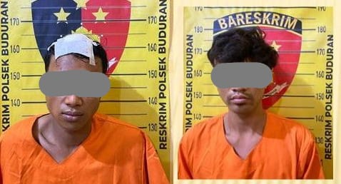 Terduga pelaku pencurian usai diamakan polisi.