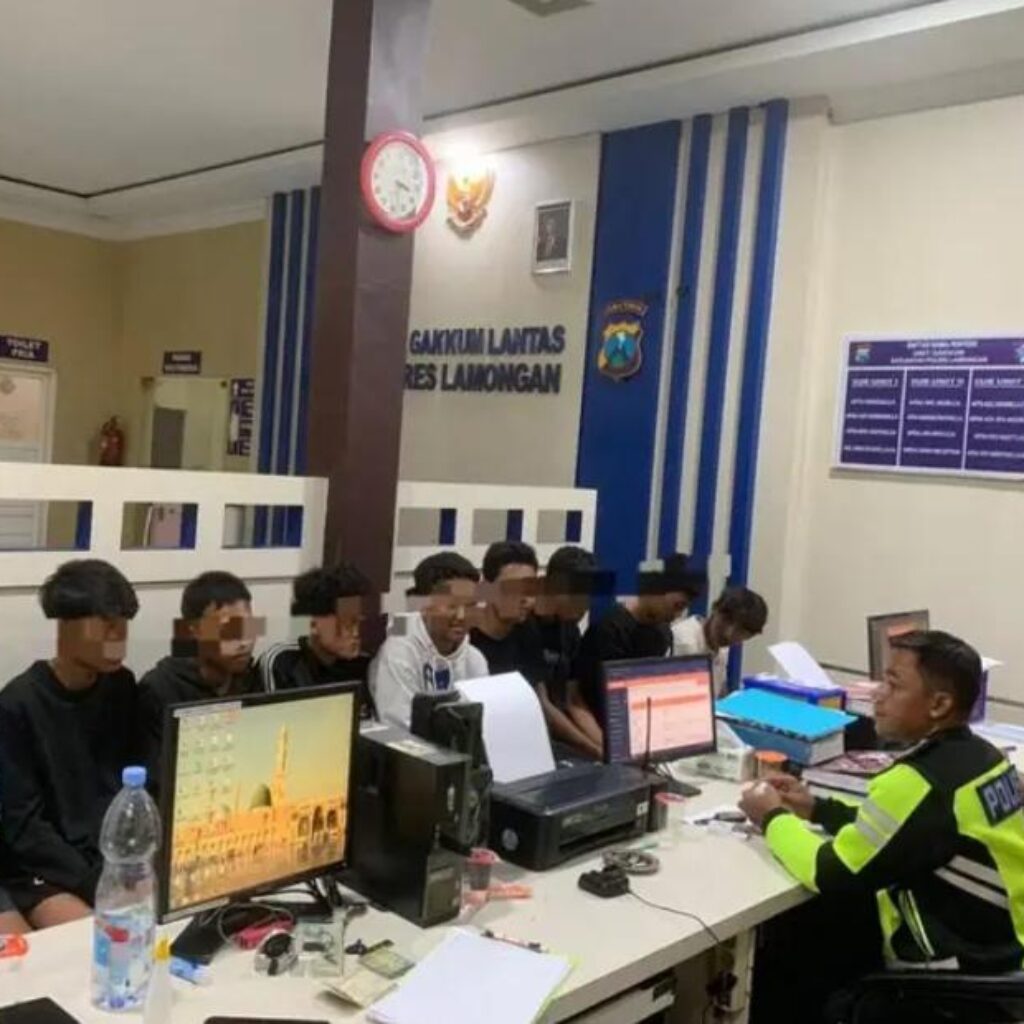 Operasi Zebra Semeru Polres Lamongan Amankan 9 Remaja dan 3 Motor Balap Liar