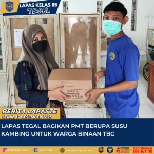 Lapas Tegal Bagikan PMT Susu Kambing untuk Dukung Pemulihan Warga Binaan TBC