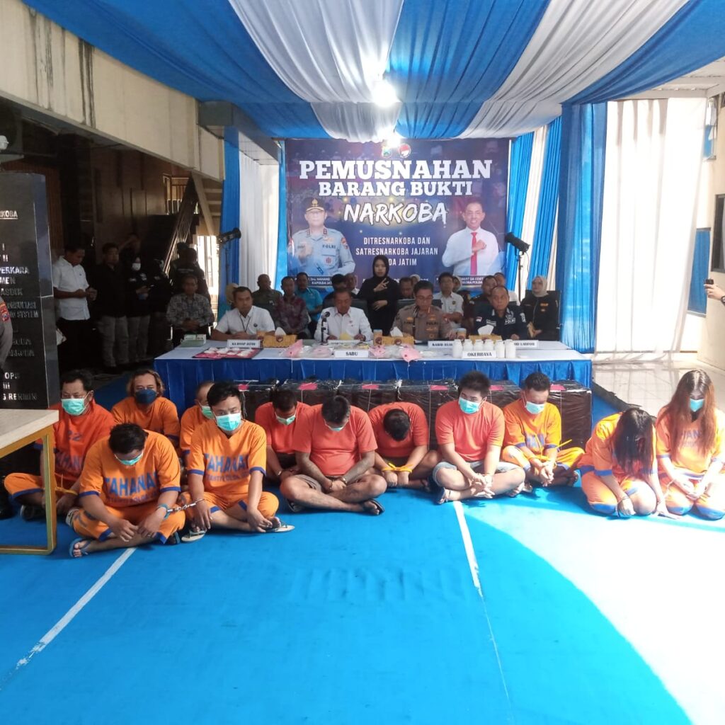 Polda Jatim Musnahkan Sabu 9.3 Kg Dan Narkotika, 40 Tersangka Jaringan Narkotika Diamankan