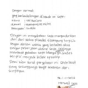 Diduga Dapat Intimidasi, Ketua Panitia Pilkades Sidokepung Buduran Mundur dari Jabatan