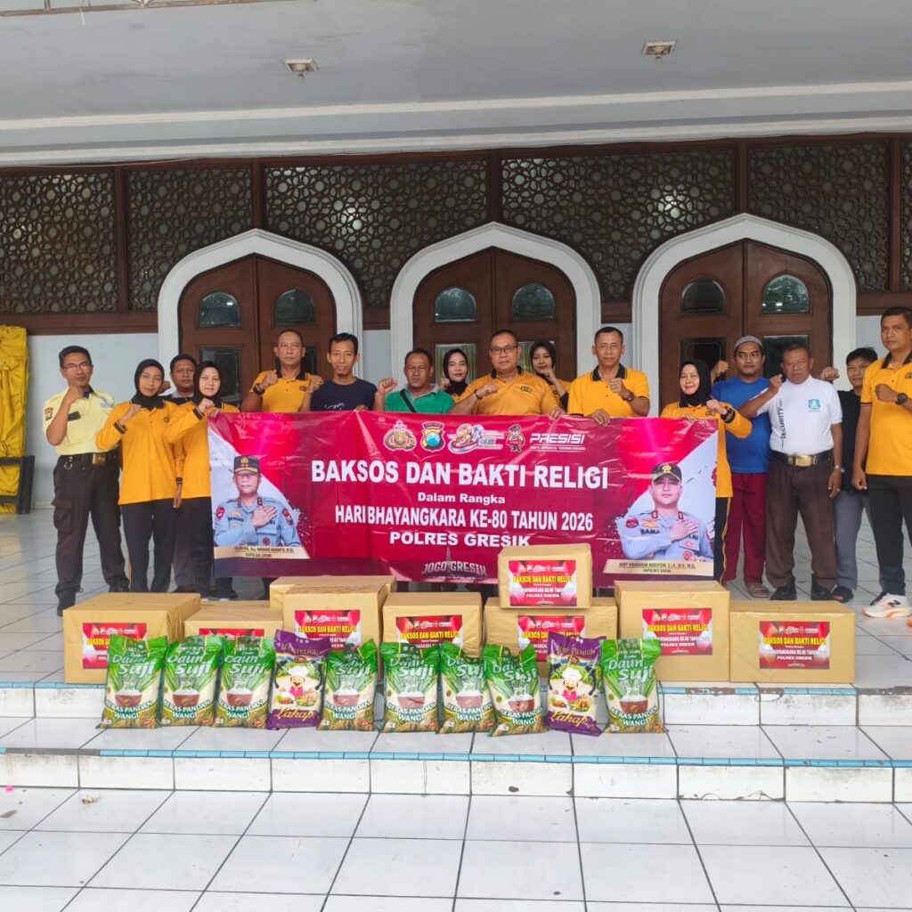 Sambut HUT Bhayangkara ke-80, Polres Gresik Gelar Baksos dan Bakti Religi Lintas Agama di Empat Rumah Ibadah