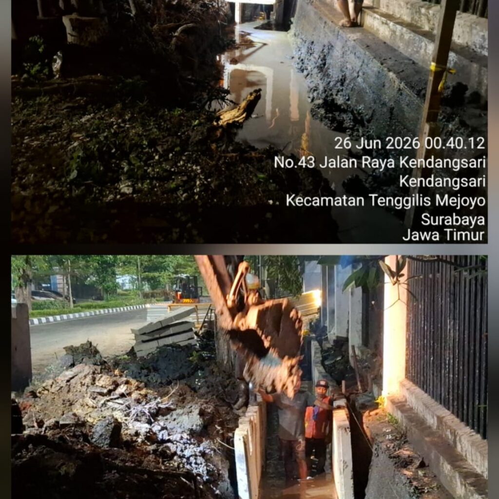 Proyek Drainase Kendangsari Tanpa Papan Proyek, Pemasangan U-Gutter di Galian Tergenang Jadi Sorotan