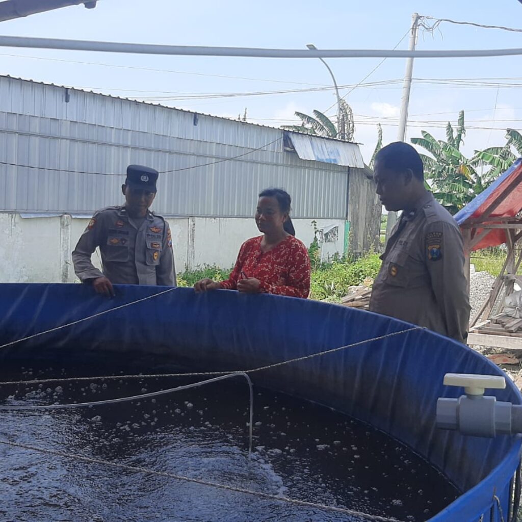 Dukung Swasembada Pangan Nasional, Polsek Kebomas Monitoring Peternakan Lele di Desa Prambangan